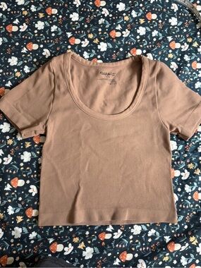 Garage Dusty Rose Ribbed Scoop Neck Crop Top